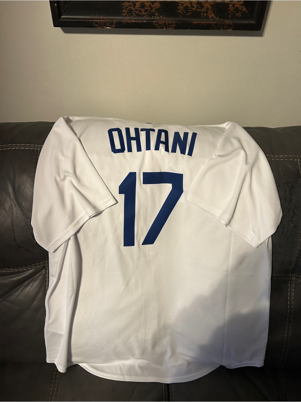 Nike White Baseball Jersey with Blue OHTANI 17